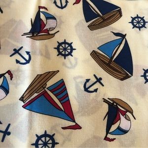 3 Yards Cotton Nautical Fabric Sailboats Anchors Ships Wheels